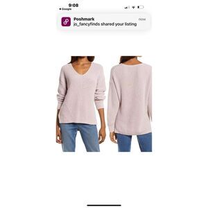 Madewell Ridgeton Chunky‎ V-Neck Sweater Side Slit Medium Pale Lilac XS